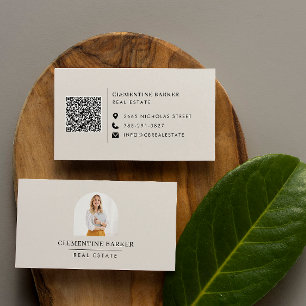 Carte De Visite Photo moderne minimaliste élégante beige simple ar