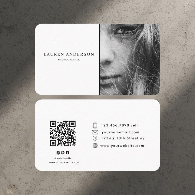 Carte De Visite Photo moderne professionnelle avec code QR (Créateur téléchargé)