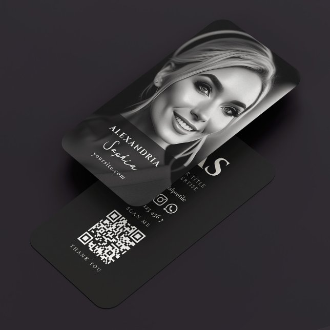 Carte De Visite Photo moderne professionnelle noir blanc transpare (Modern Professional Black White Photo Transparent Business Card
)