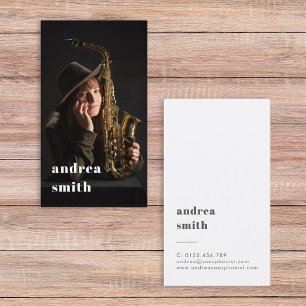Carte De Visite Photo musicienne professionnelle élégante Noir min