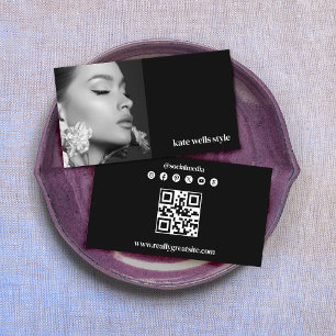 Carte De Visite Photo noire Icônes de réseau de médias sociaux