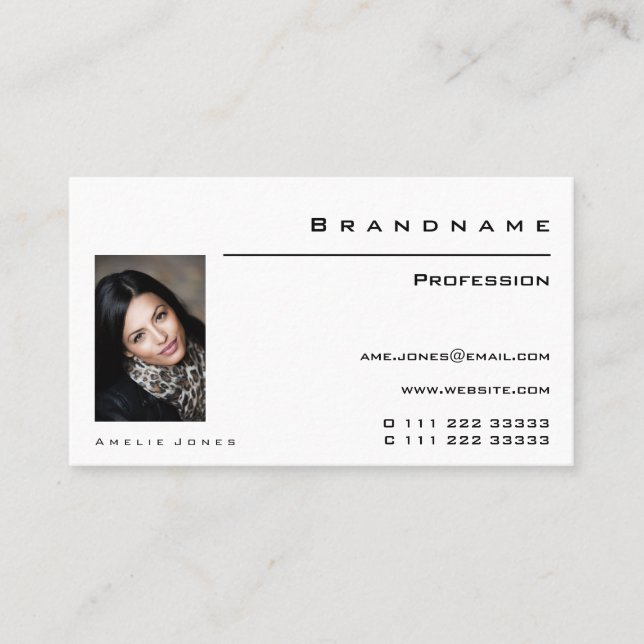 Carte De Visite Photo ou Logo Professionnel blanc classique (Devant)