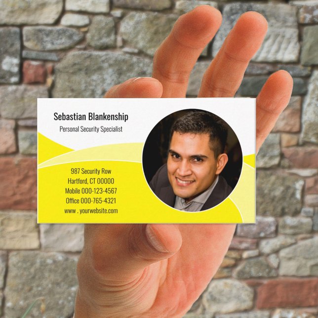 Carte De Visite Photo personnalisée Abstraite Yellow Security Prof (Créateur téléchargé)