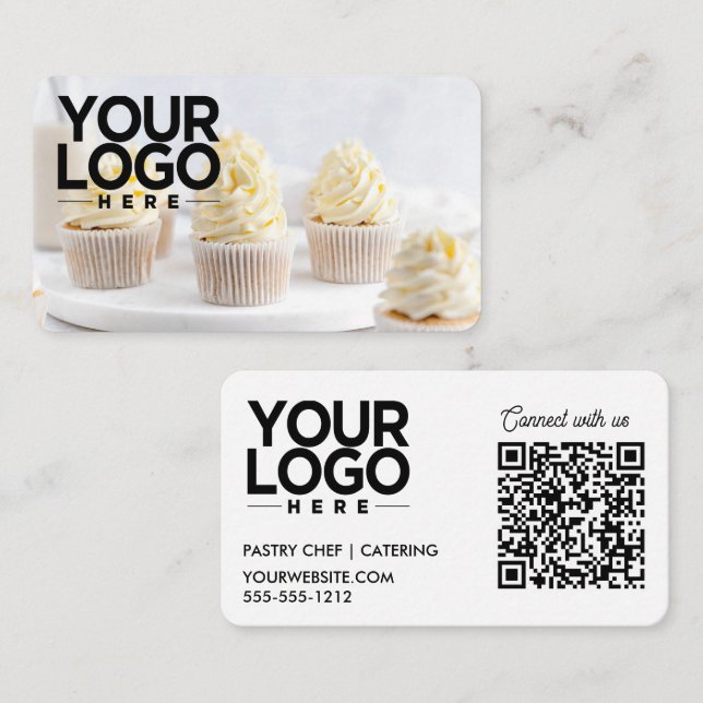 Carte De Visite Photo personnalisée Ajouter votre logo Code QR (Devant / Derrière)