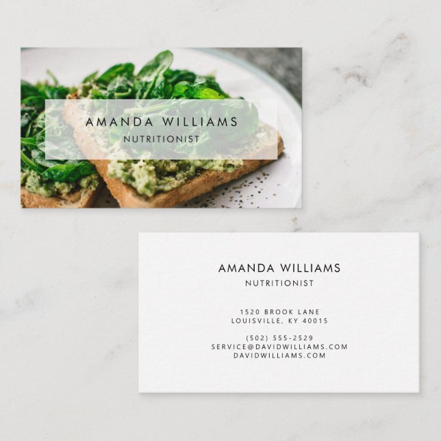 Carte De Visite Photo personnalisée diététiste nutritionniste (Devant / Derrière)