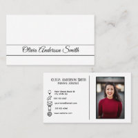 Photo personnalisée moderne et contacts blanc