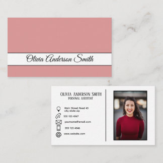 Carte De Visite Photo personnalisée moderne et contacts Blush