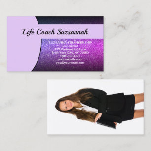 Carte De Visite Photo personnalisée Purple Ombre Parties scintilla