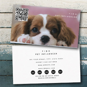 Carte De Visite Photo Pet Dog Influencer Social Media QR Code