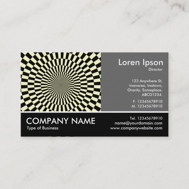 Carte De Visite Photo Pied - 60pc Grey - Op Art - Crème (Devant)