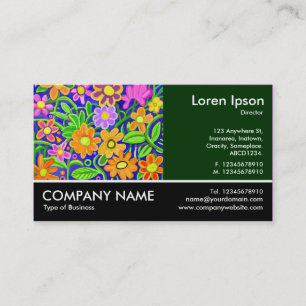 Carte De Visite Photo Pied - Dk Green - Fleurs Peintes