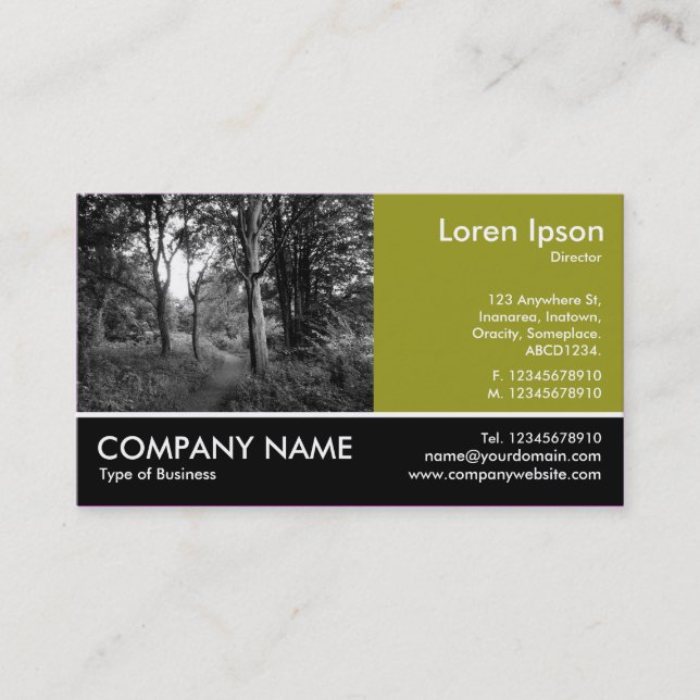 Carte De Visite Photo Pied - Olive Green - In the Woods (Devant)