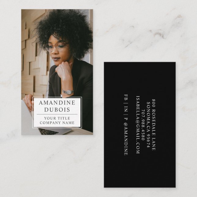 Carte de visite photo professionnel moderne (Devant / Derrière)