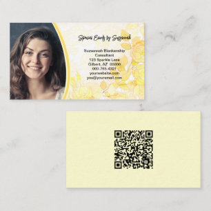 Carte De Visite Photo professionnelle d'art floral jaune avec code
