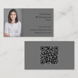 Carte De Visite Photo professionnelle minimaliste Gris foncé