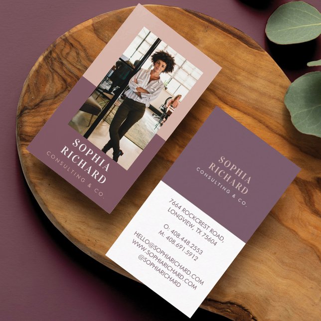 Carte De Visite Photo professionnelle moderne Blush & Plum (Créateur téléchargé)