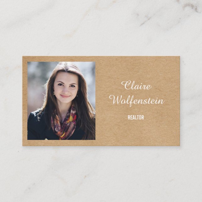 Carte De Visite Photo professionnelle moderne Rustique Kraft (Devant)