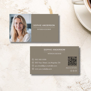 Carte De Visite Photo professionnelle personnalisée moderne Taupe 