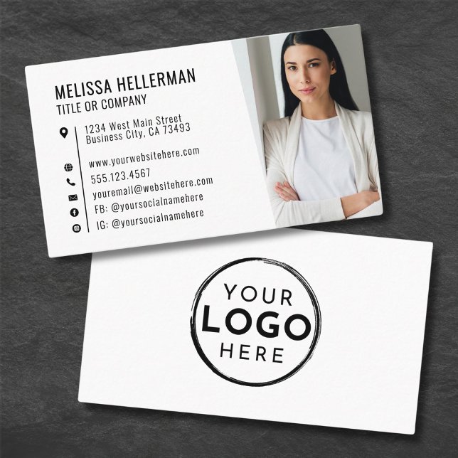 Carte De Visite Photo professionnelle QR Code Société Votre logo (Professional Photo QR Code Company Your Logo Business Card)