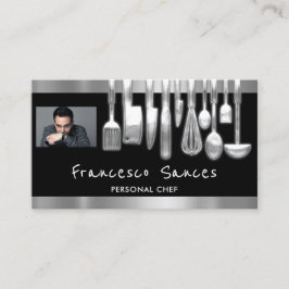 Carte De Visite Photo QR Code Chef personnel Cuisine Restaurants