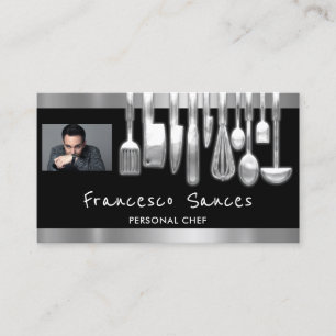 Carte De Visite Photo QR Code Chef personnel Cuisine Restaurants