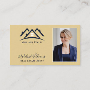 Carte De Visite Photo QR Code Gold Real Estate Agent