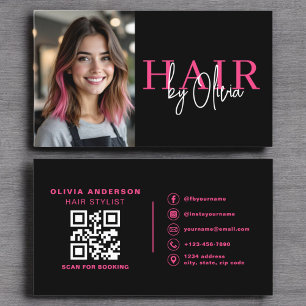 Carte De Visite Photo QR Code Hair Styliste Typographie
