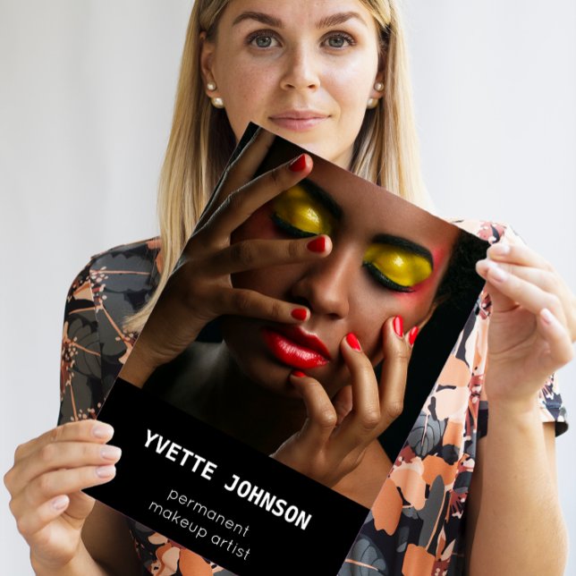 Carte De Visite Photo Qr Code Logo Artiste de maquillage professio (Photo Qr Code Logo Professional Makeup Artist SPA Business Card)