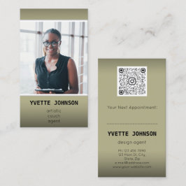 Carte De Visite Photo Qr Code Logo Professional Consulting Green