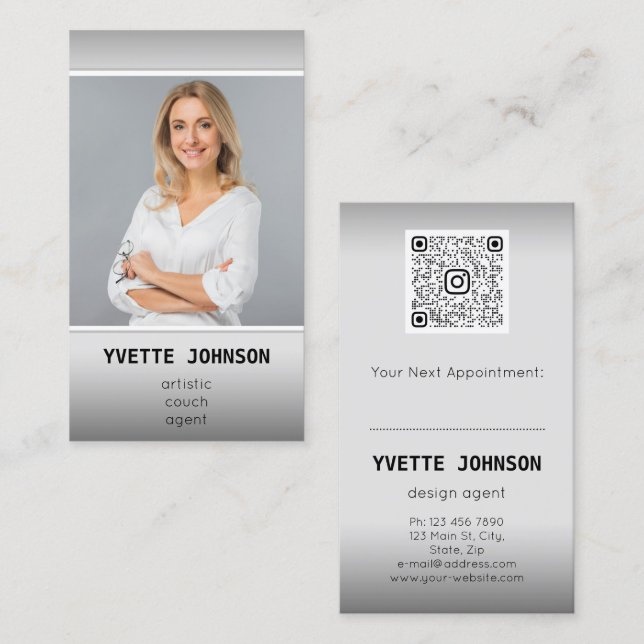 Carte De Visite Photo Qr Code Logo Professional Consulting Ombre (Devant / Derrière)