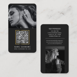 Carte De Visite Photo QR code médias sociaux modernes sophistiqu