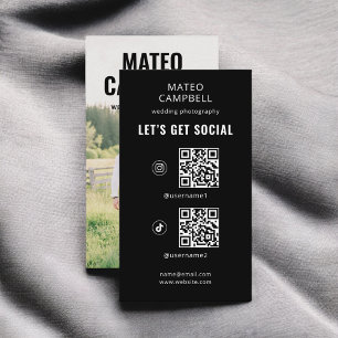 Carte De Visite Photo QR Code Social Media Black
