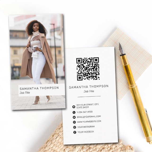 Carte De Visite Photo QR Code Social Media Icons (Créateur téléchargé)