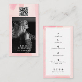 Carte De Visite Photo QR code tendance abstraite aquarelle personn