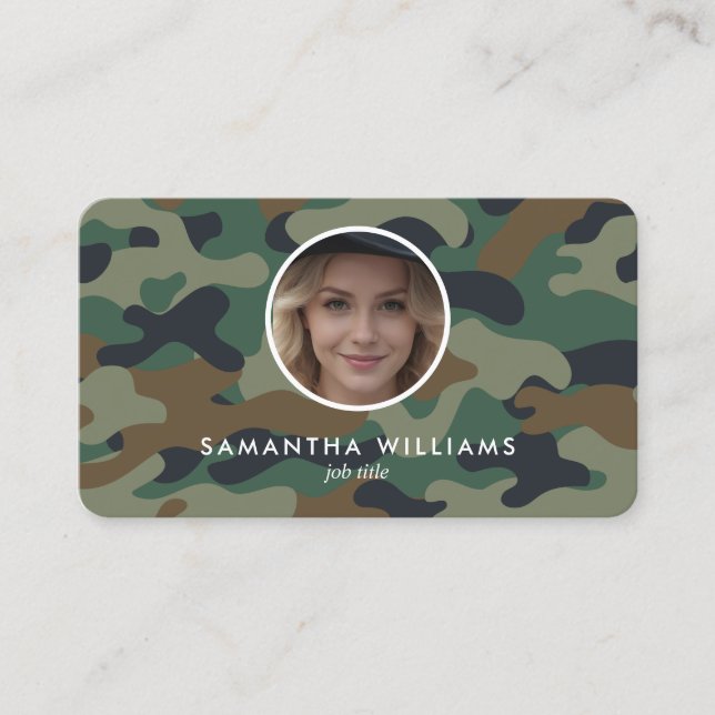 Carte De Visite Photo QR de l'armée militaire (Devant)