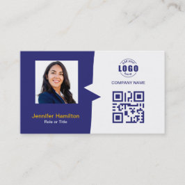 Carte De Visite Photo QRCode personnalisée professionnelle bleu ja