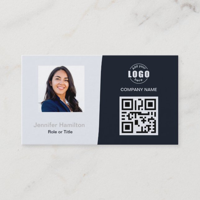 Carte De Visite Photo QRCode personnalisée professionnelle Marine  (Devant)