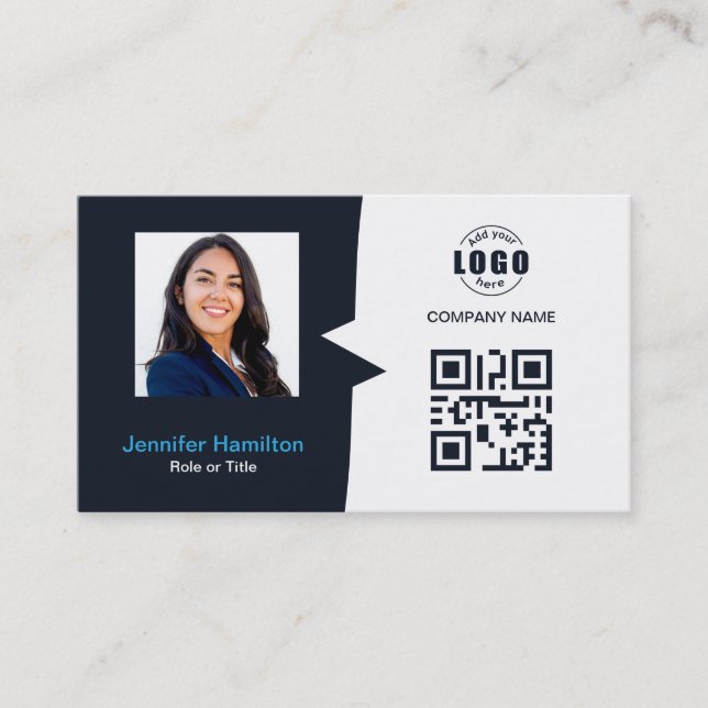 Carte De Visite Photo QRCode personnalisée professionnelle Marine  (Devant)