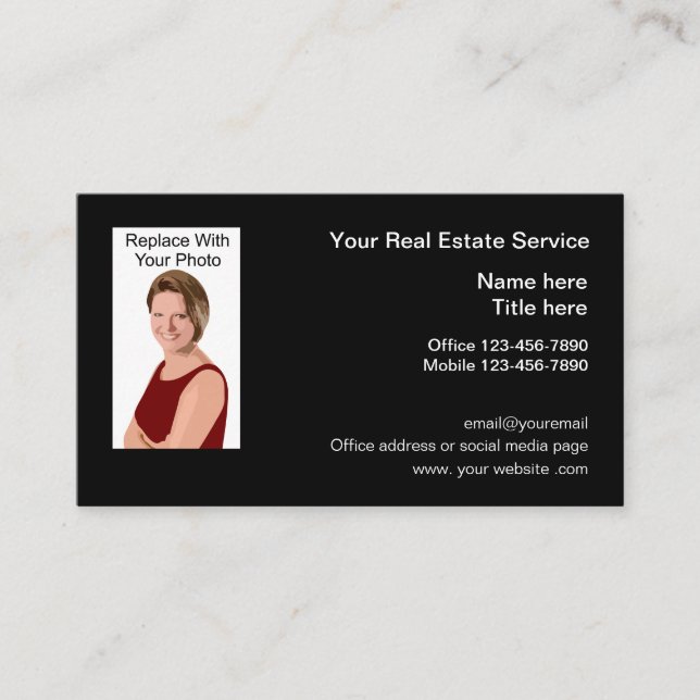 Carte De Visite Photo Real Estate Realtor (Devant)