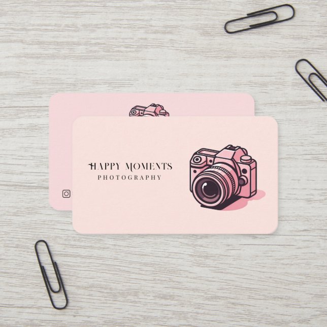 Carte De Visite Photo reflex rose tendance Personnalisée (Devant/Arrière en situation)
