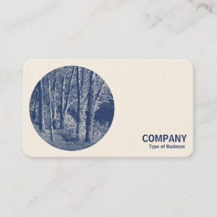 Carte De Visite Photo ronde - Arbres d'une rivière - Cyanotype