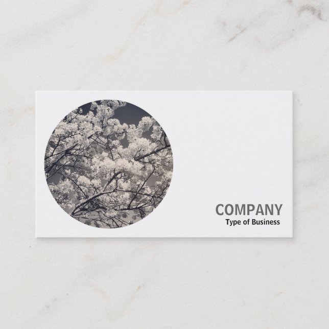 Carte De Visite Photo ronde - Cherry Blossom B&W (Devant)