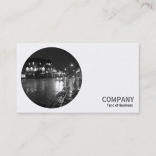 Carte De Visite Photo ronde - Wet Road at Night B&W