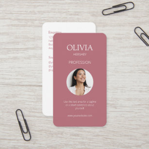 Carte De Visite Photo rose blanc / Dusty Code QR social