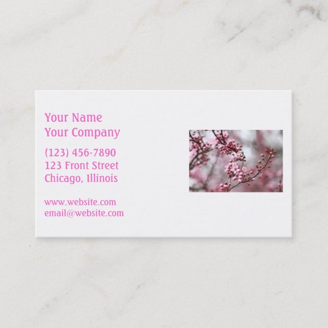 Carte De Visite Photo rose de fleurs au printemps (Devant)