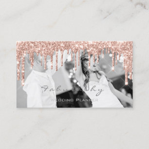 Carte De Visite Photo rose d'égouttements de parties scintillante