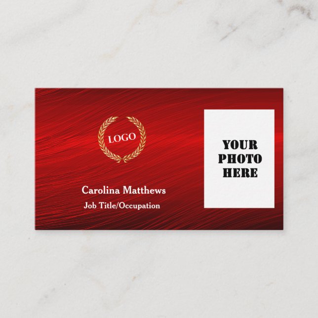 Carte De Visite Photo rouge du logo de l'entreprise (Devant)
