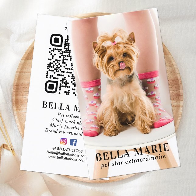 Carte De Visite Photo simple Code QR personnalisé Médias sociaux (Créateur téléchargé)