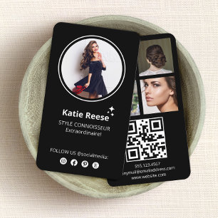 Carte De Visite Photo Social Media Black