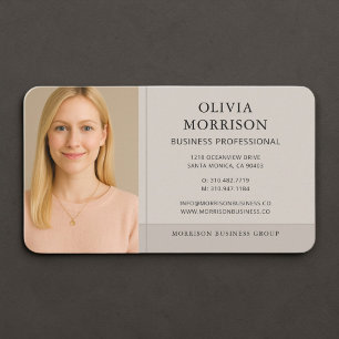 Carte De Visite Photo Taupe Neutre